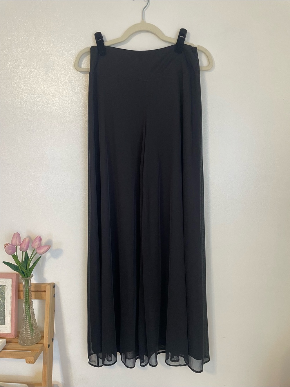 CB established 1962 wide leg black pants with mesh overlay size small